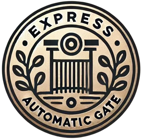 Round emblem with stylized automatic gate design in center and text 'EXPRESS AUTOMATIC GATE' around the border.