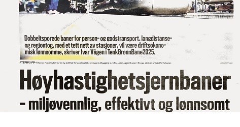 Illustrasjon til: Høyhastighetsbaner – miljøvennlig, effektivt, lønnsomt