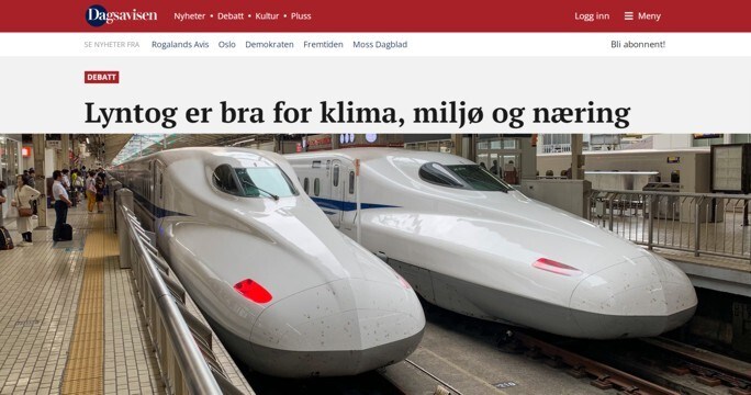 Illustrasjon til: Lyntog er bra for klima, miljø og næring