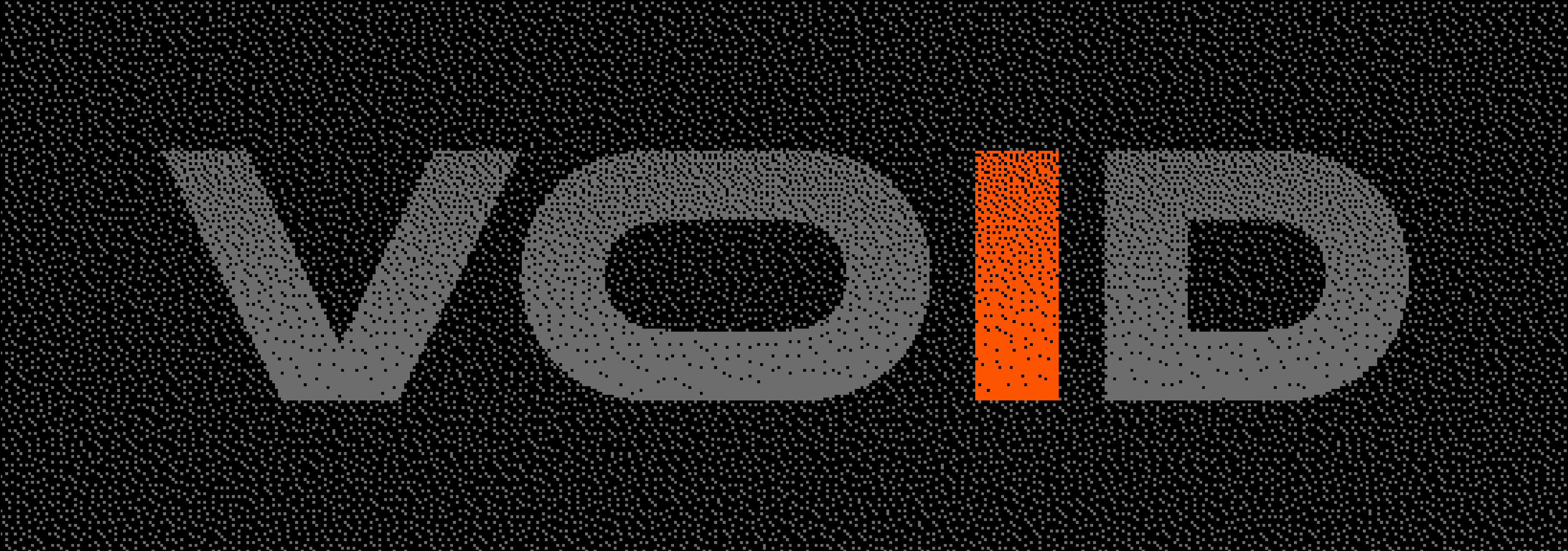 The text 'VOID' with the letter V in orange and the letters OID in gray on a black background.