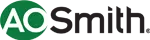 AO Smith company logo with white letters on a green background.