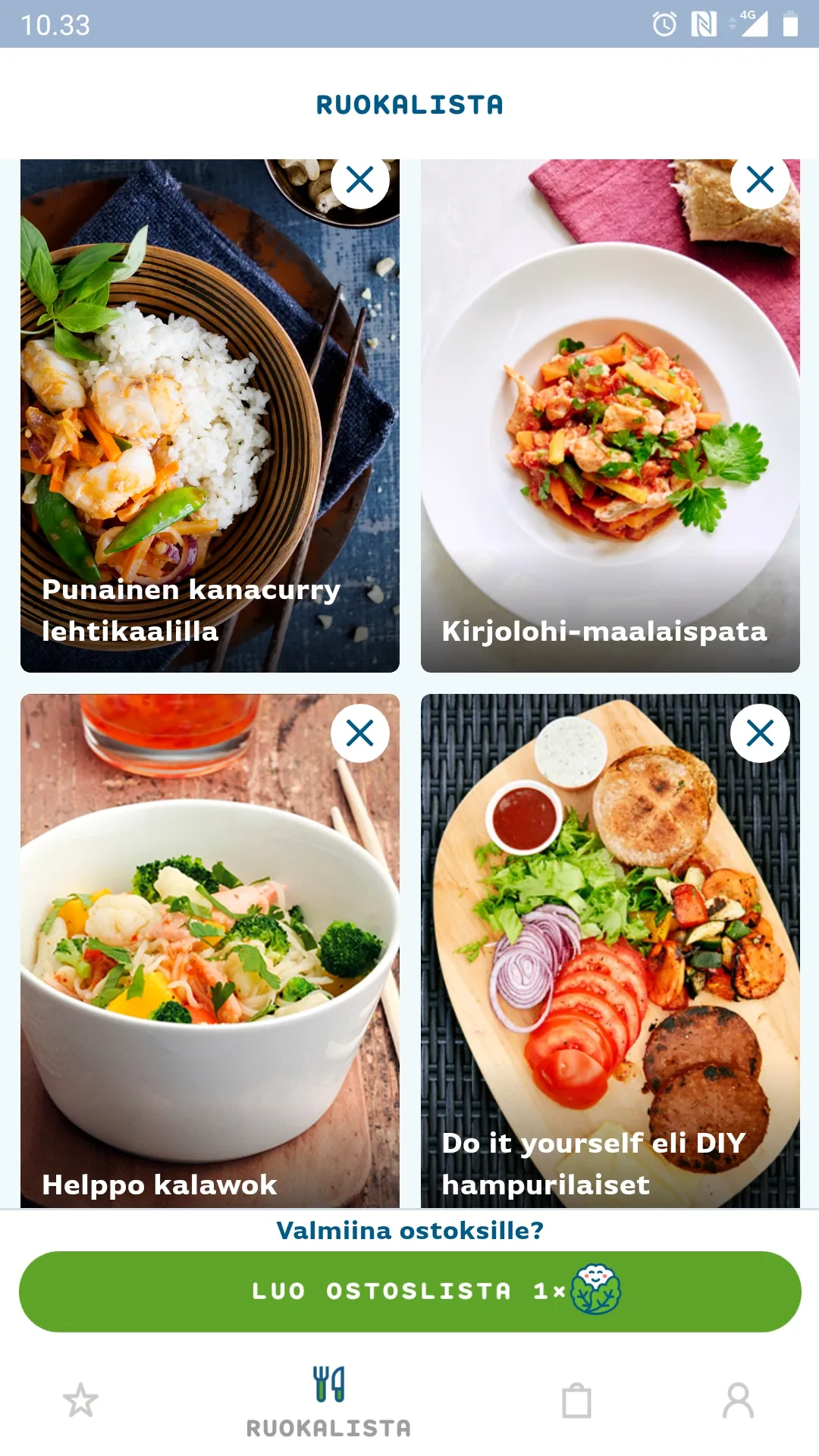 Apetit Njam-sovelluksen reseptilista