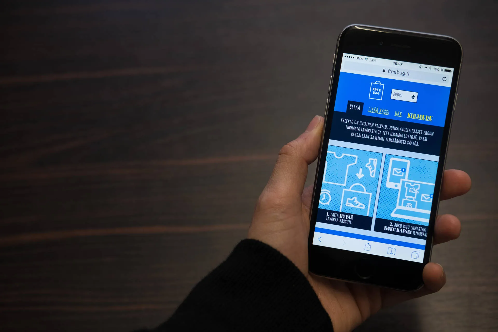 Free Bag sovelluksen näkymä