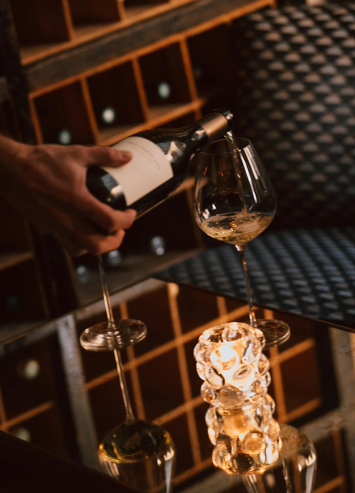 Wine service by the glass in the chic and immersive atmosphere of La Compagnie bar, Experimental Group.