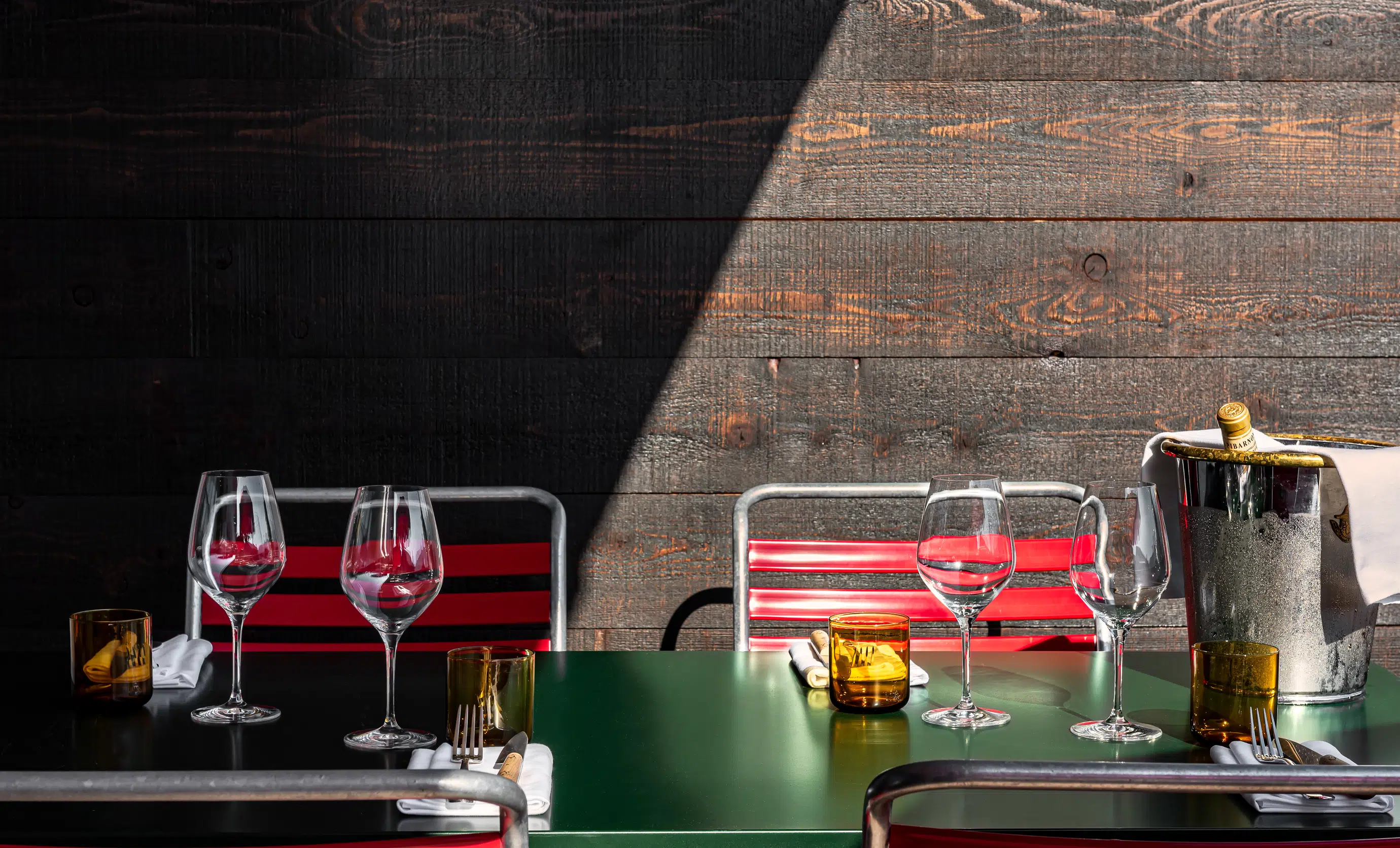 Elegant table setting on a terrace with mountain views, Experimental Group