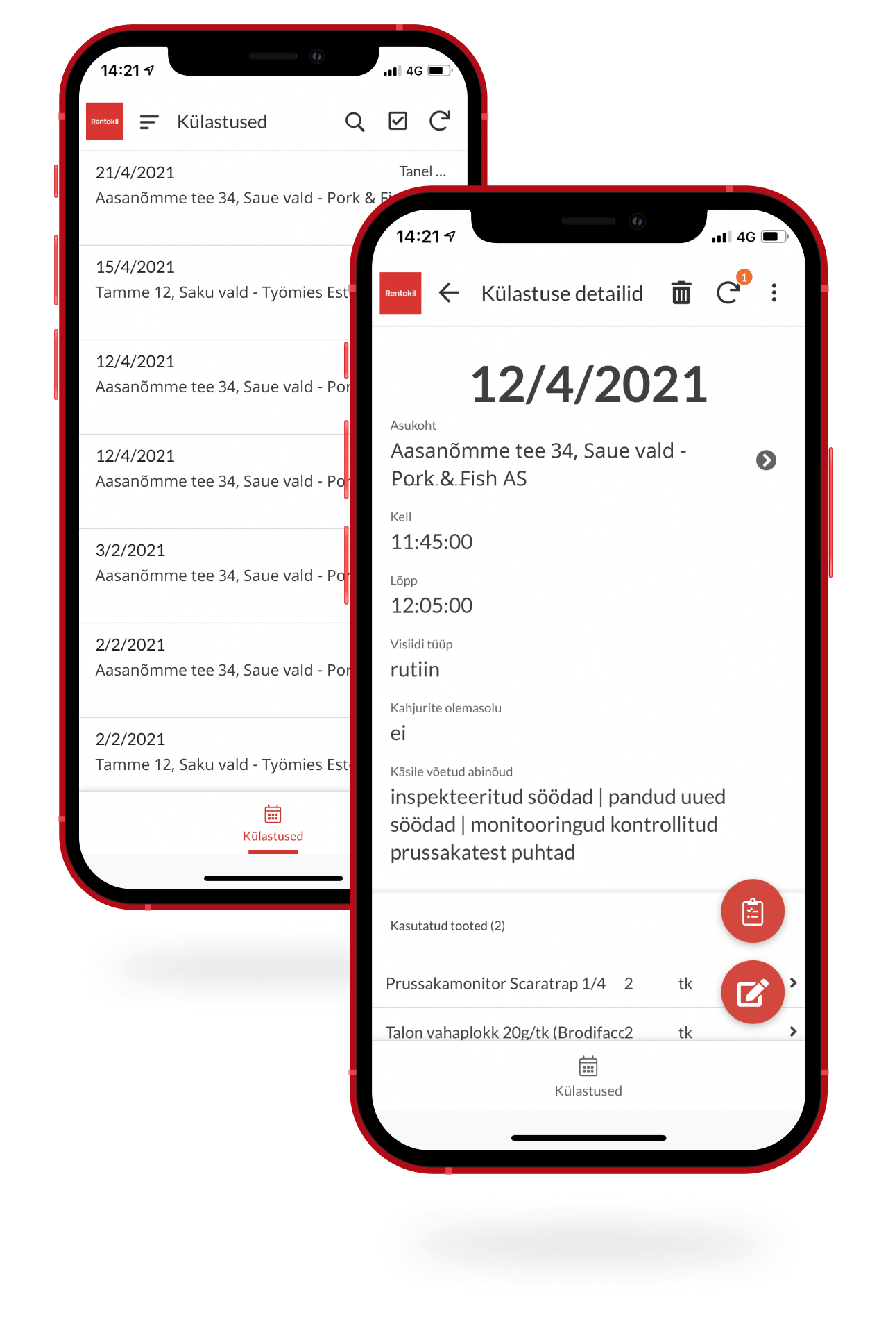 Rentokil pest monitoring app screenshots
