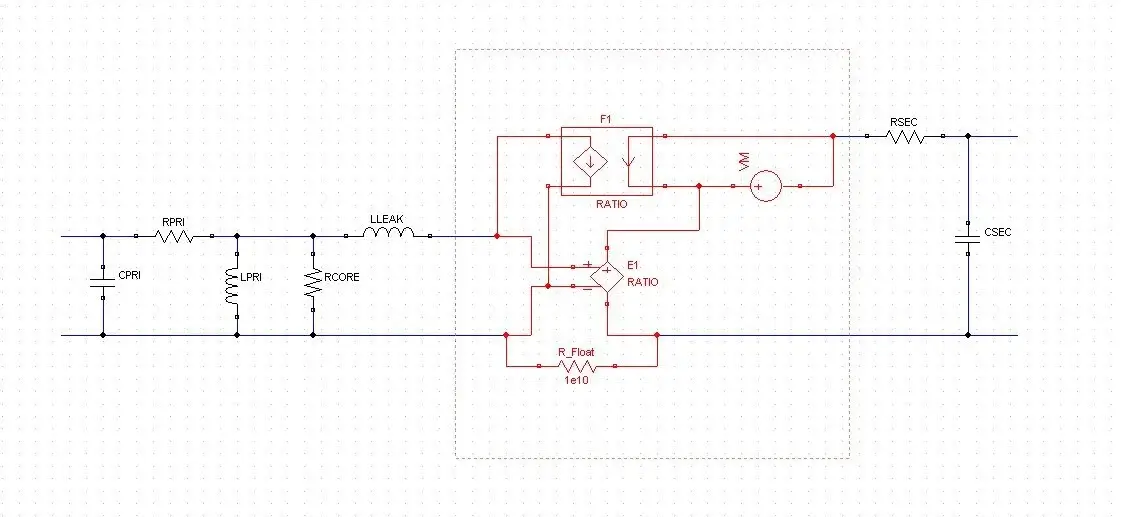Transformer modeling for Foundation Fieldbus in SPICE – detailed equivalent circuit with coupled inductors, leakage inductance, winding resistance, parasitic capacitances and core loss elements for accurate PHY layer simulation
