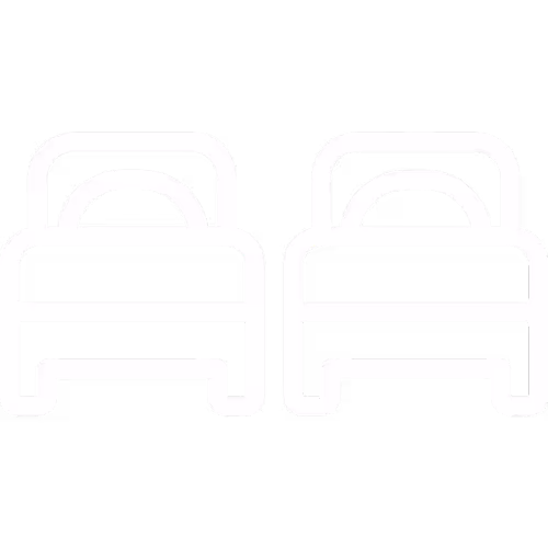 Icon of two side-by-side single beds connected by a horizontal line.