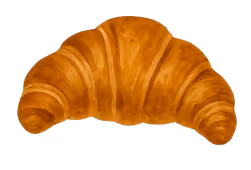 Croissant doré frais avec une texture feuilletée visible.