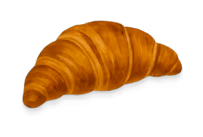 Croissant doré avec une texture feuilletée croustillante.