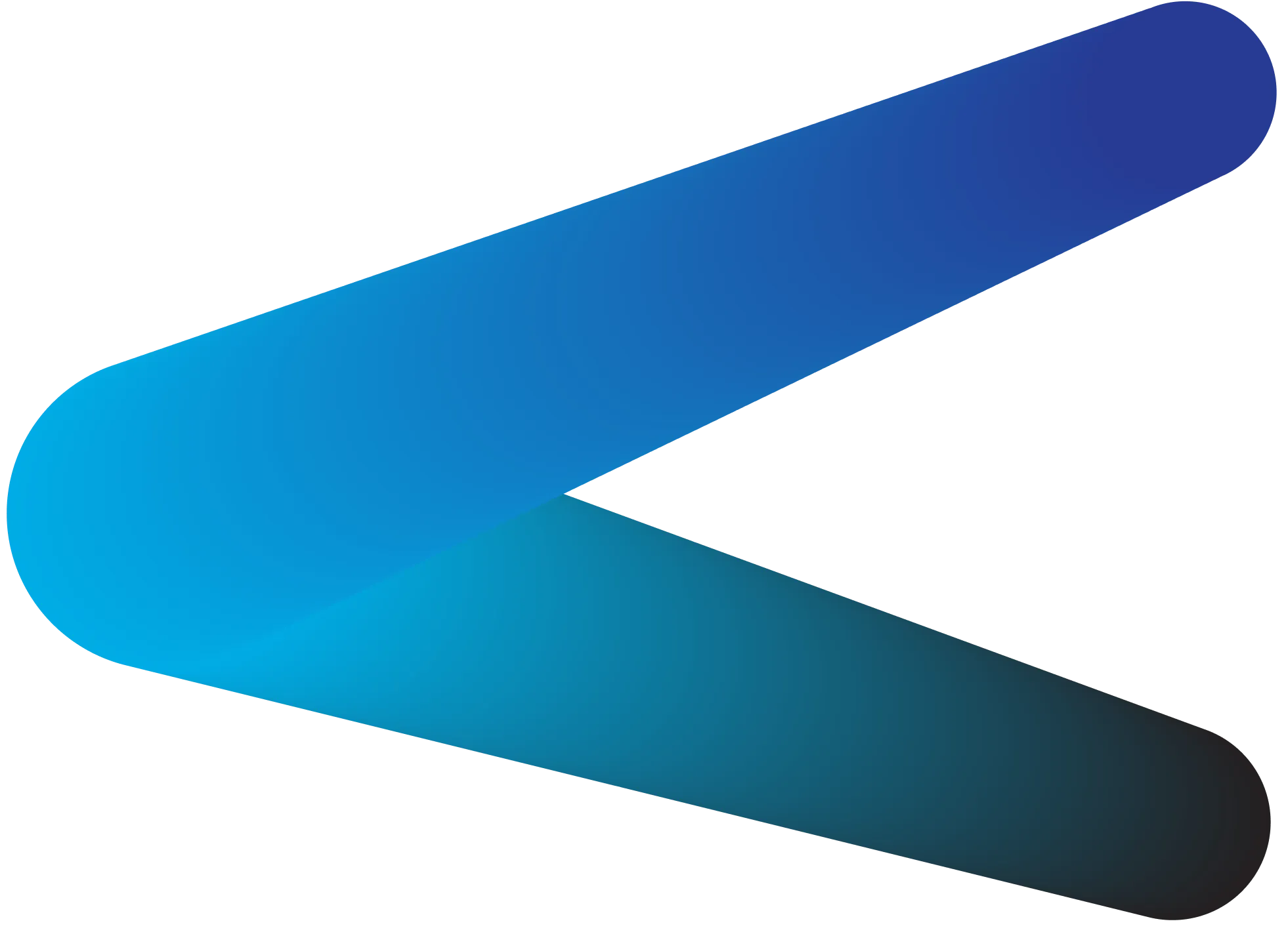 Blue gradient abstract shape with rounded edges forming an angled chevron.