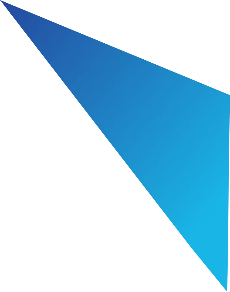 Blue gradient triangular shape pointing diagonally downward and right on a transparent background.