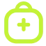 Pixelated green and yellow smiley face with a headset on a transparent background.