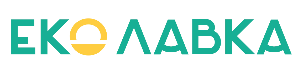 Ekolavka logo with stylized green Cyrillic letters and a yellow semicircle symbol inside the letter O.