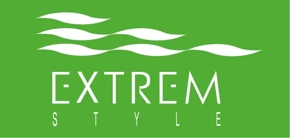 White stylized waves above the word 'EXTREM STYLE' on a green background.