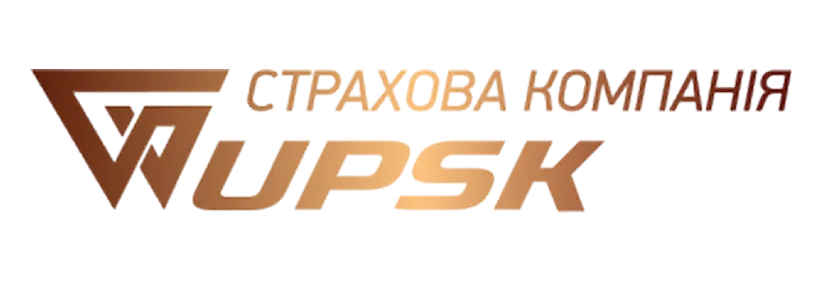 Logo of insurance company UPSK with stylized letters and Cyrillic text.