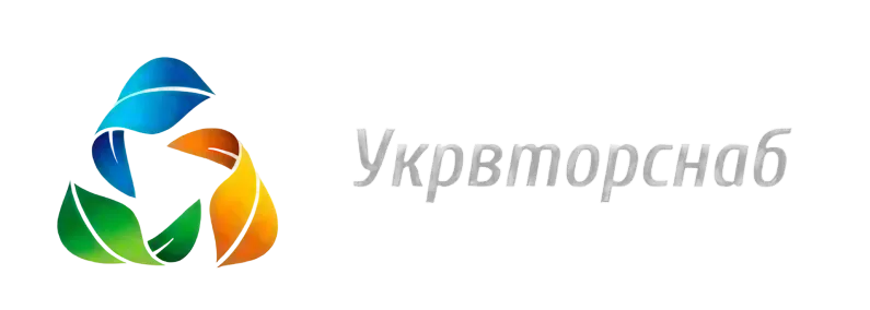 Colorful abstract logo of three stylized leaves in blue, orange, and green next to the text 'Укрвторснаб' in gray.