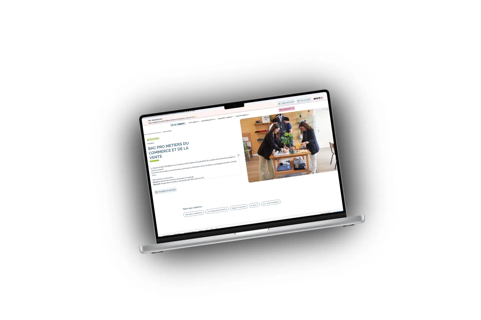 Ordinateur portable affichant un site web