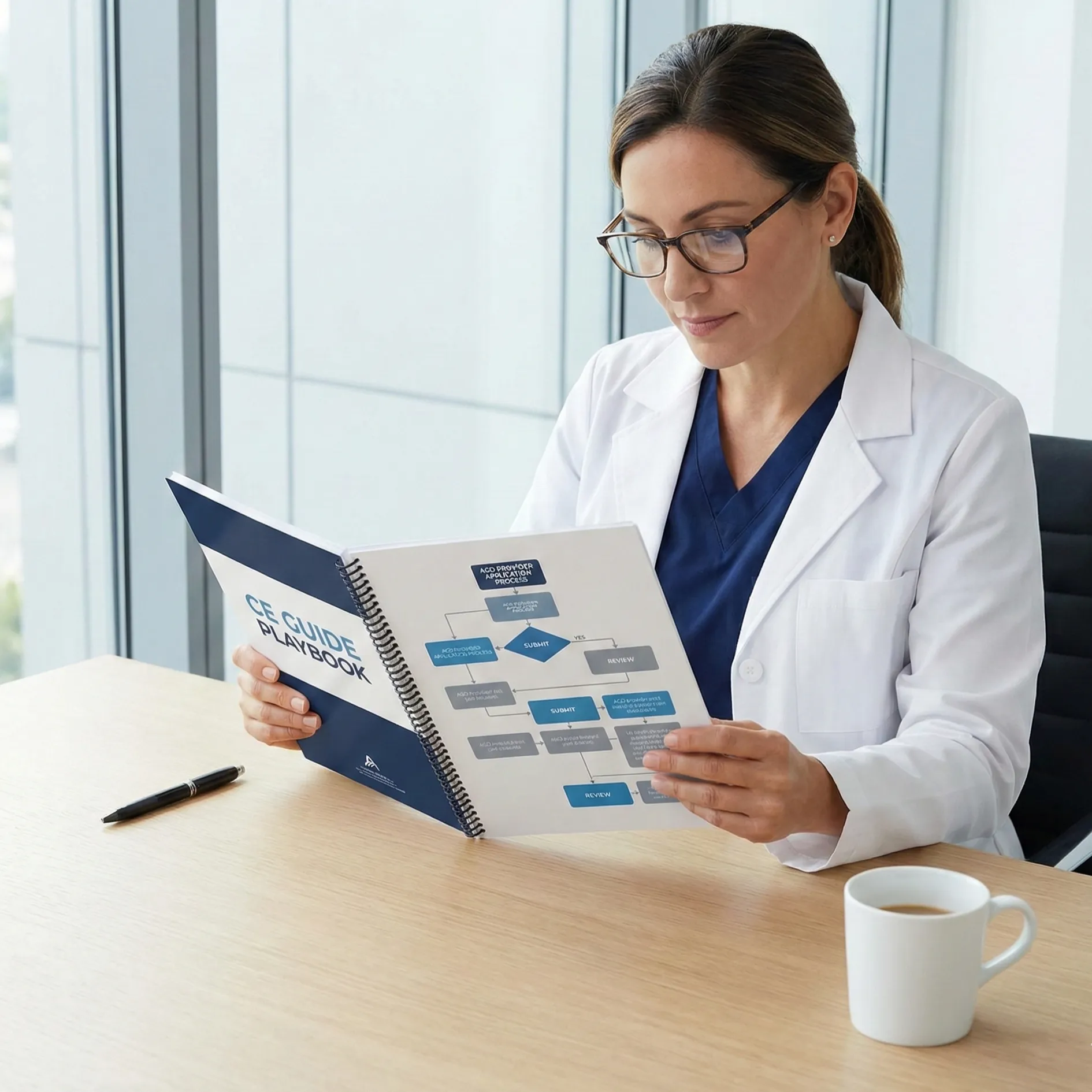 Clinician reviewing CE provider application paperwork