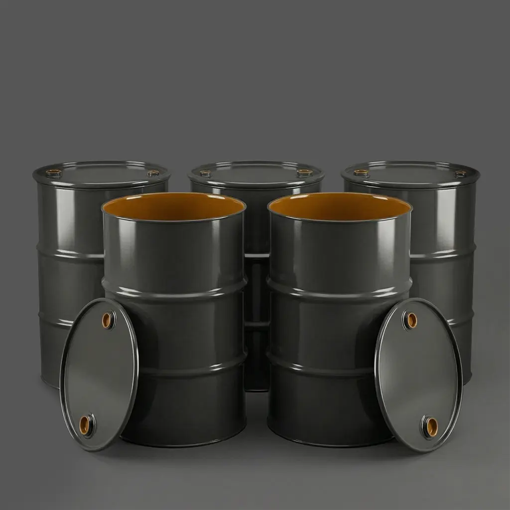 Tambores de acero sobre un fondo gris oscuro