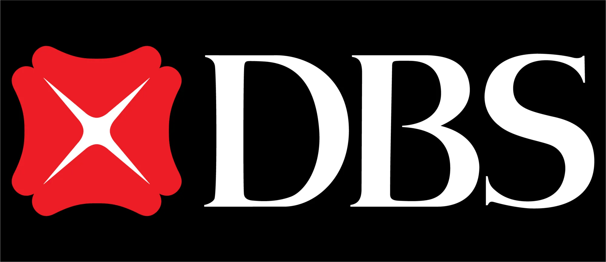 DBS logo with red four-pointed star emblem and white letters on black background.