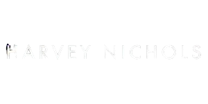 Harvey Nichols brand logo in white text on black background.