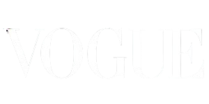 VOGUE magazine logo in white serif font on black background.