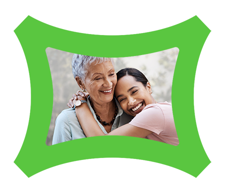 Lady hugging her elder mother