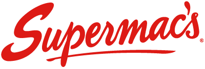 Supermac's logo in red script with an underline.