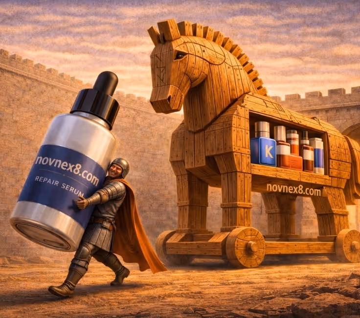 NovNex Strategic Intelligence illustration depicting a Trojan Horse strategy, symbolizing smart market entry and competitive penetration for brands.