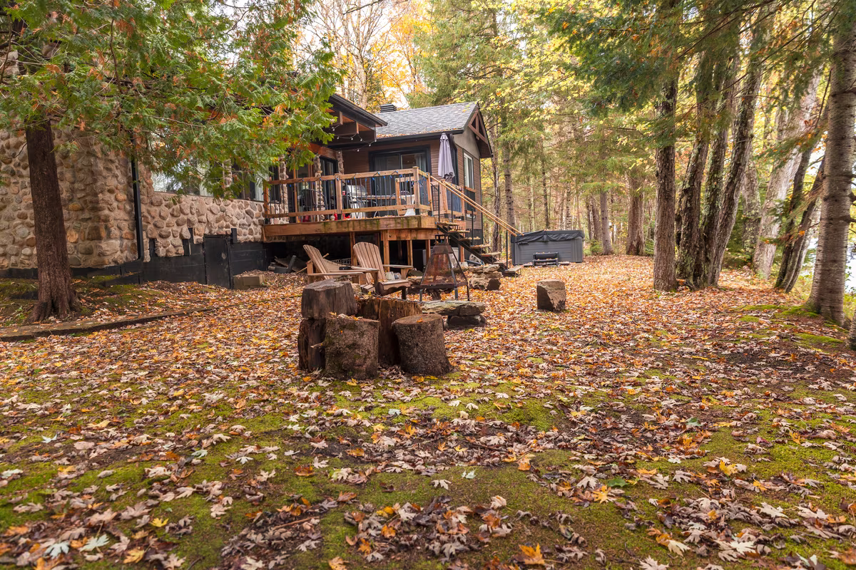 Terrain boisé, chalet Le Phoenix
