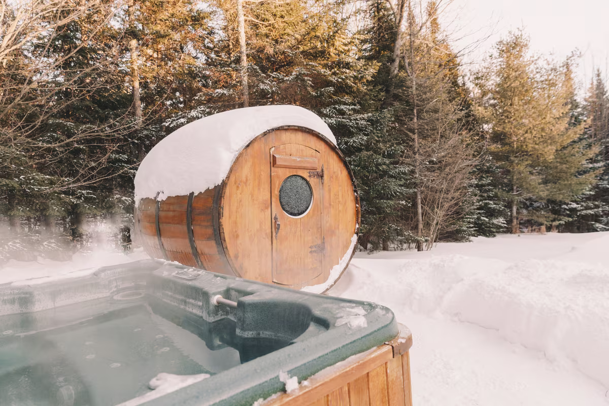 Sauna baril hiver, chalet Exécutif Plus