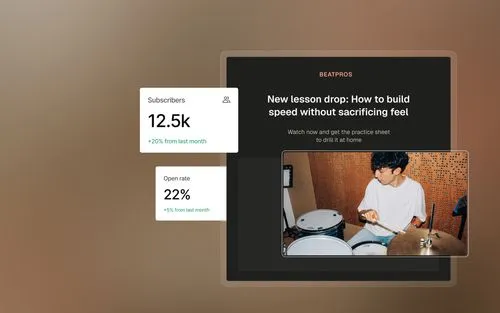 Email newsletter dashboard with subscriber list and analytics