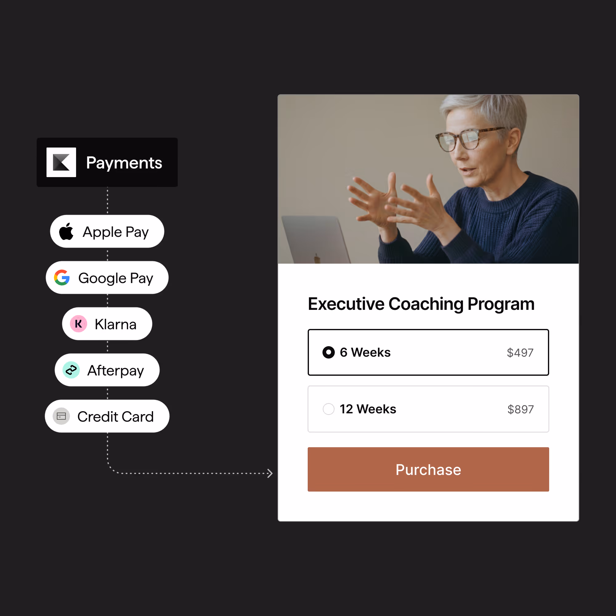 Kajabi payments and checkout interface with subscriptions, pricing options, and multiple payment methods