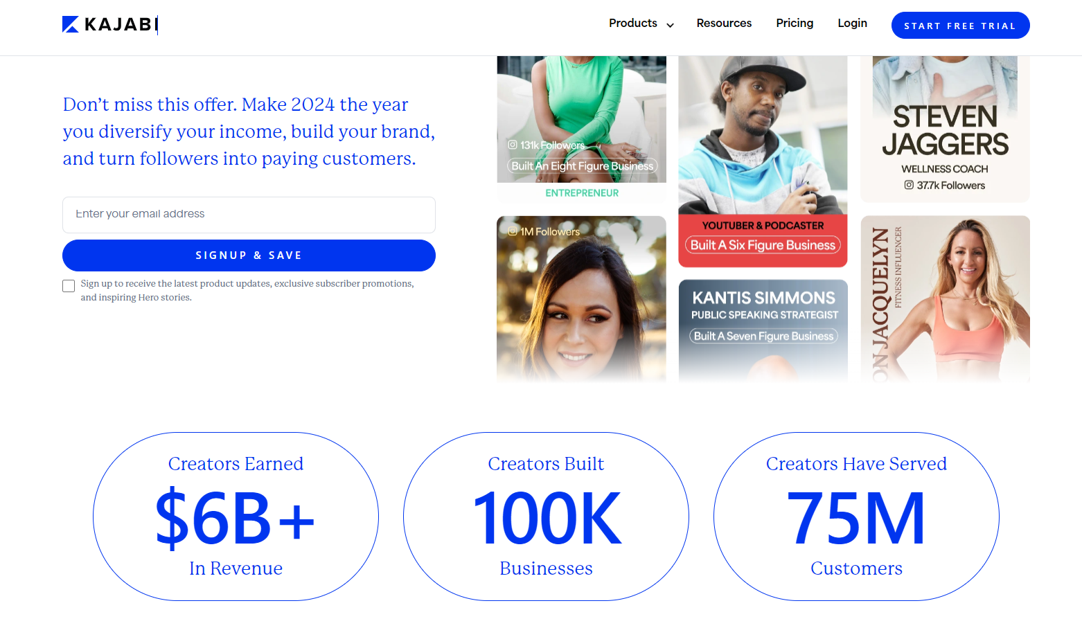 Kajabi's homepage