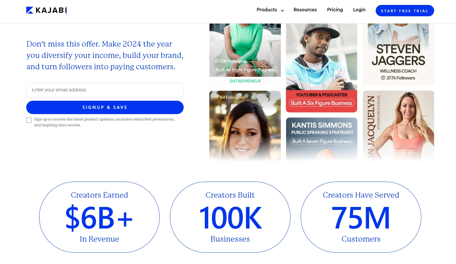 Kajabi's homepage