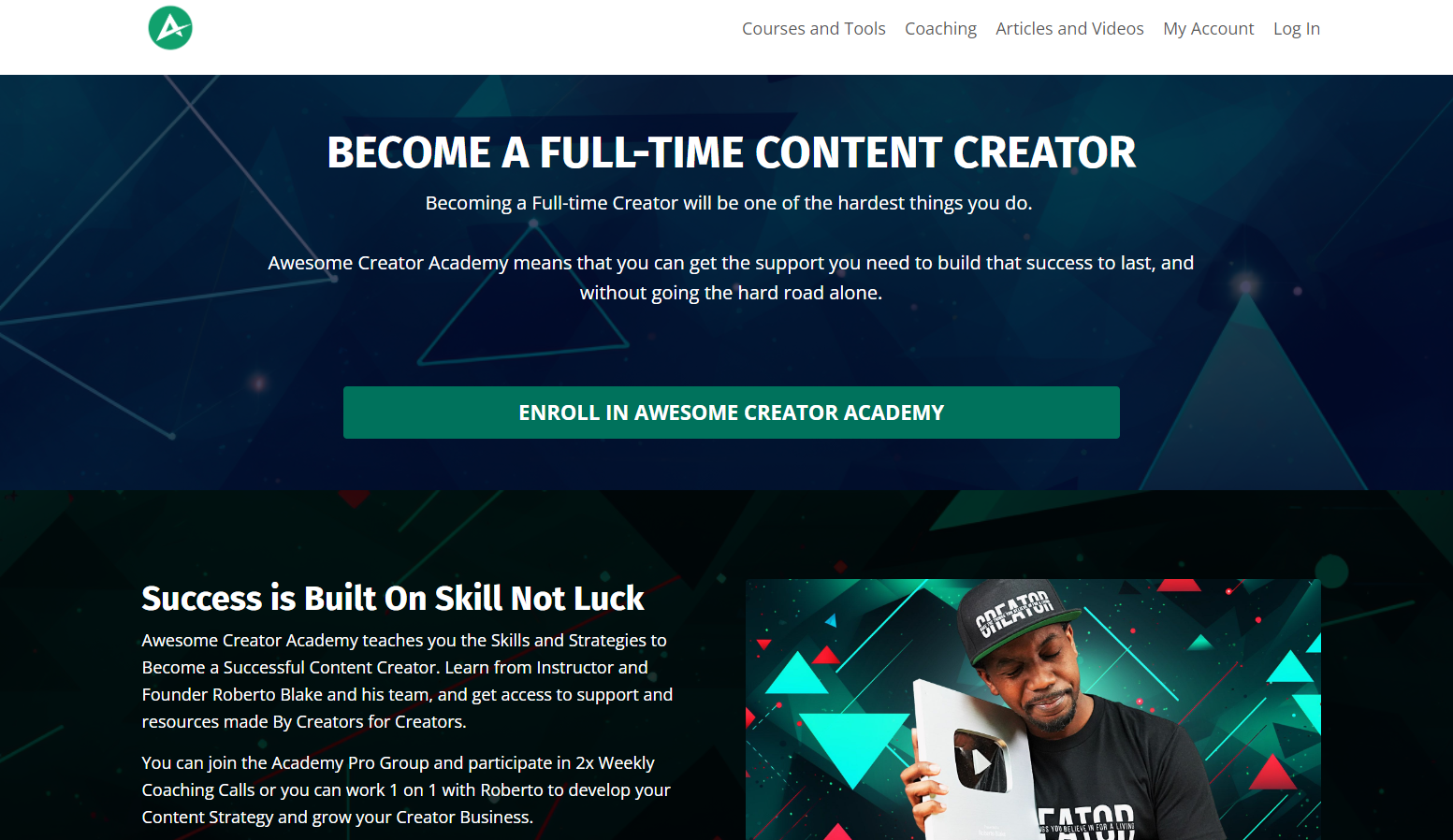 Awesome Creator Academy's homepage