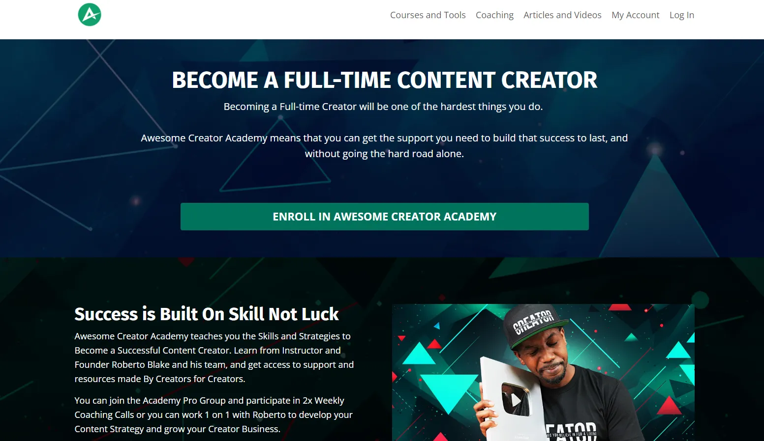 Awesome Creator Academy's homepage