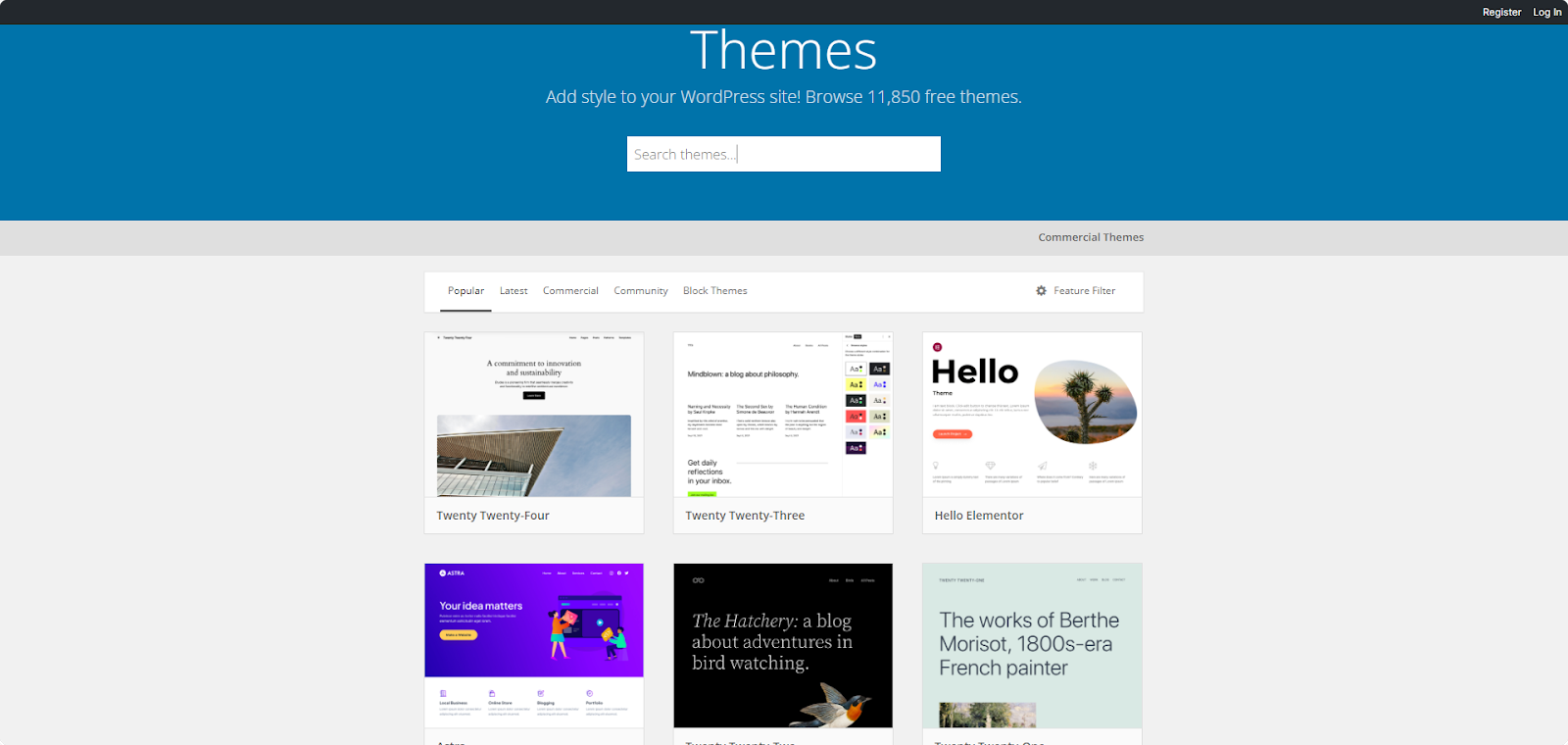 WordPress themes library