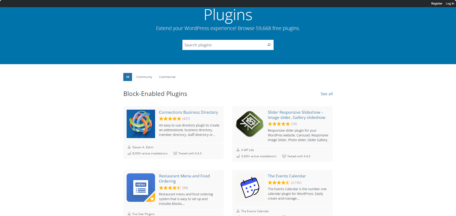 WordPress plugins library