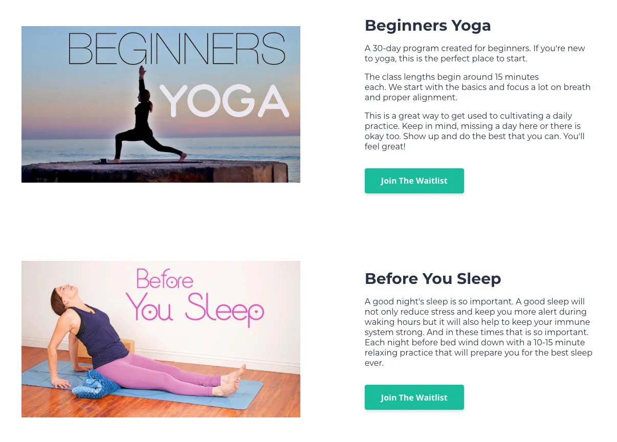 Screenshot of My Yoga Pal website