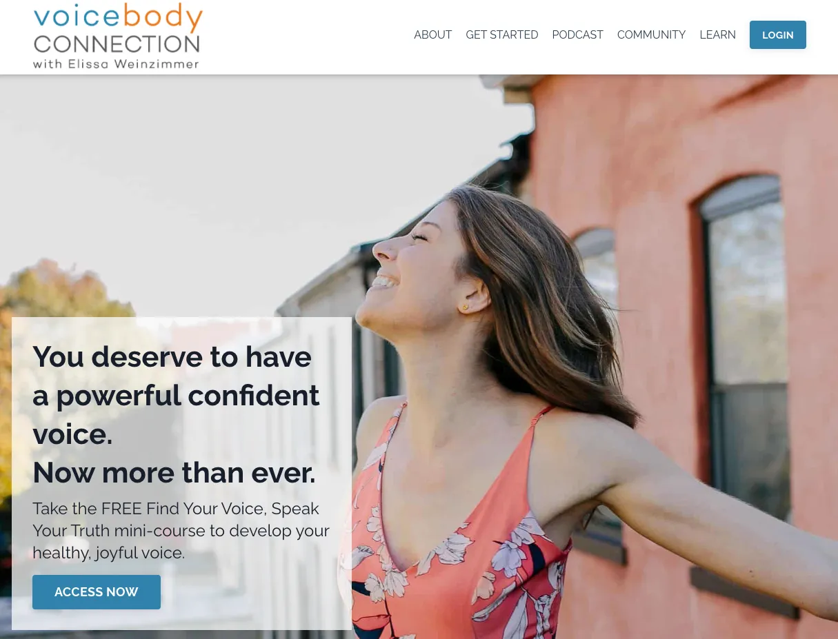 Screenshot of the Voice Body Connection website