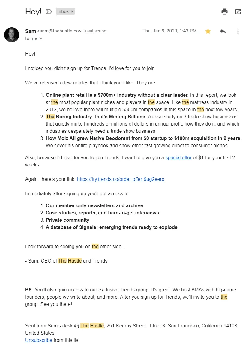 special offer email