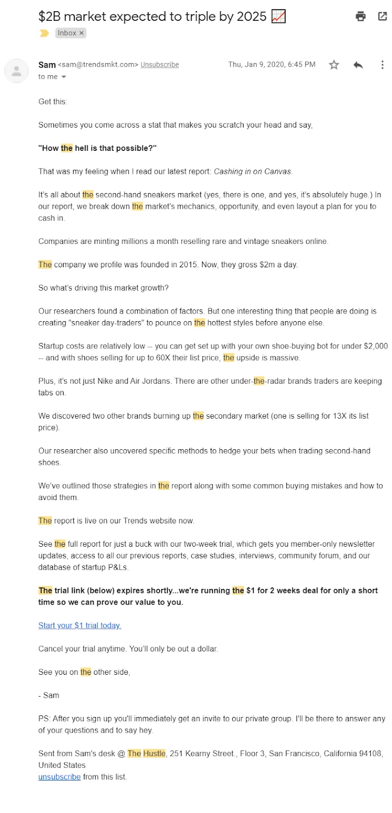 members only report email example