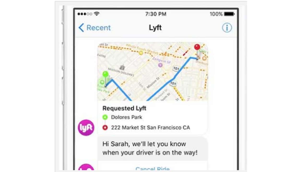 Lyft chatbot in app