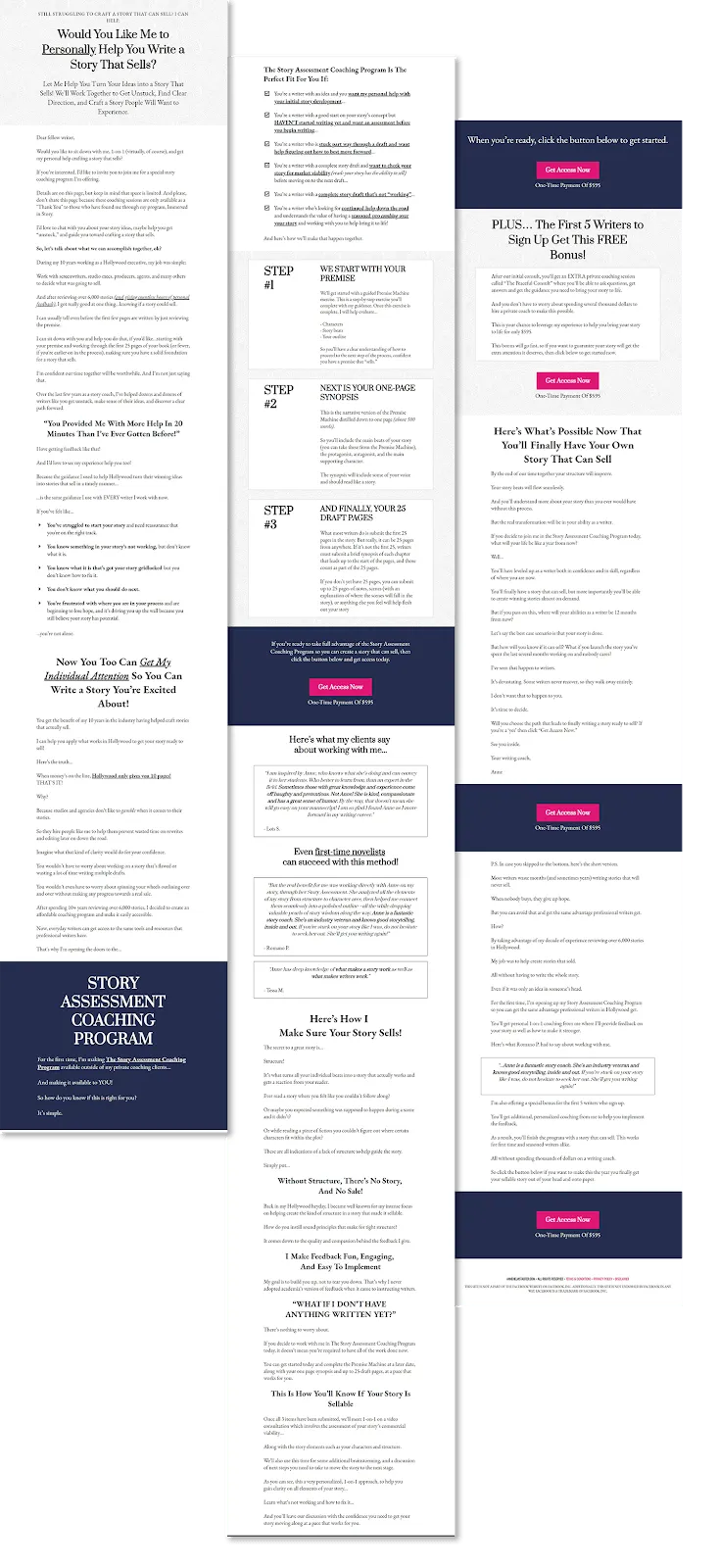stories that sell landing page