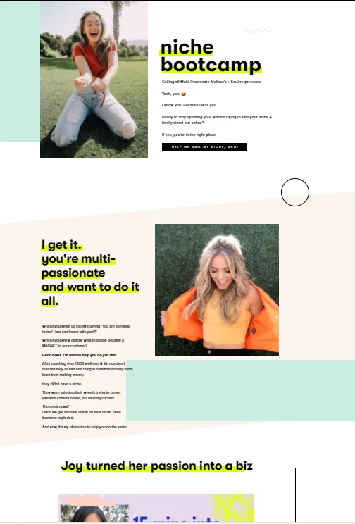 Angie Lee’s Niche Bootcamp website
