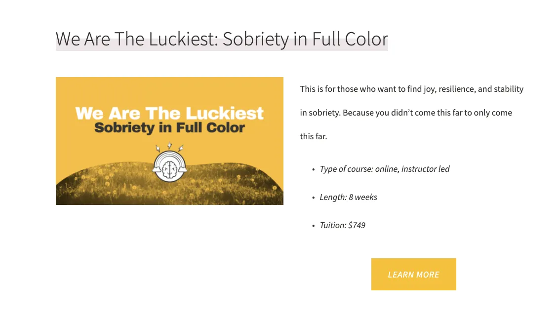 Screenshot of Laura McKowen's online course