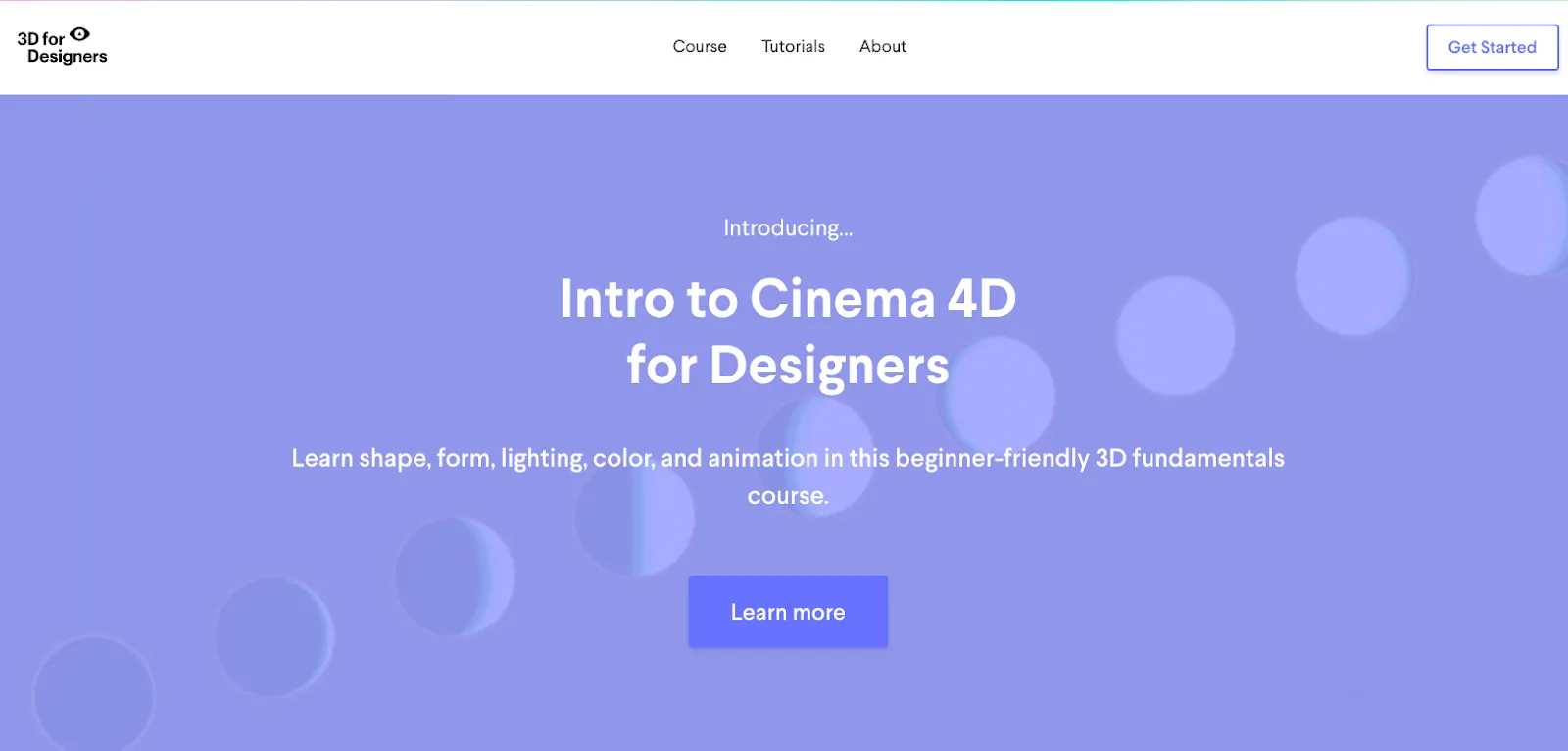 Screenshot of 3D for Designers website
