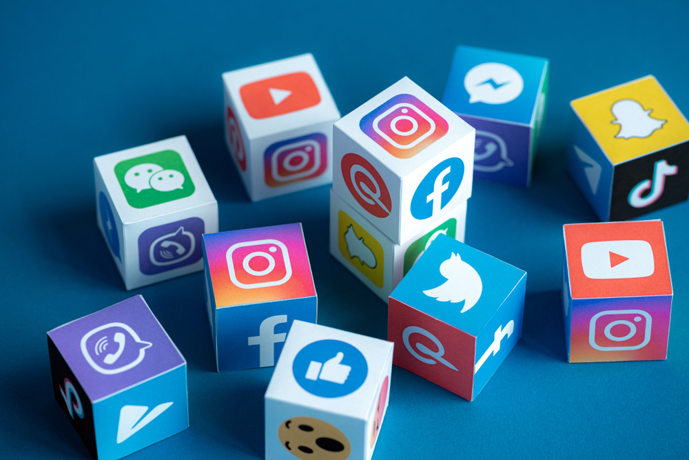 Building blocks against featuring various social media company logos